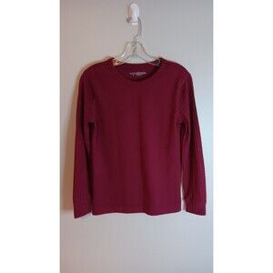 Yummie Knit Top Long Sleeve Burgundy Color Sz Medium Base Layer